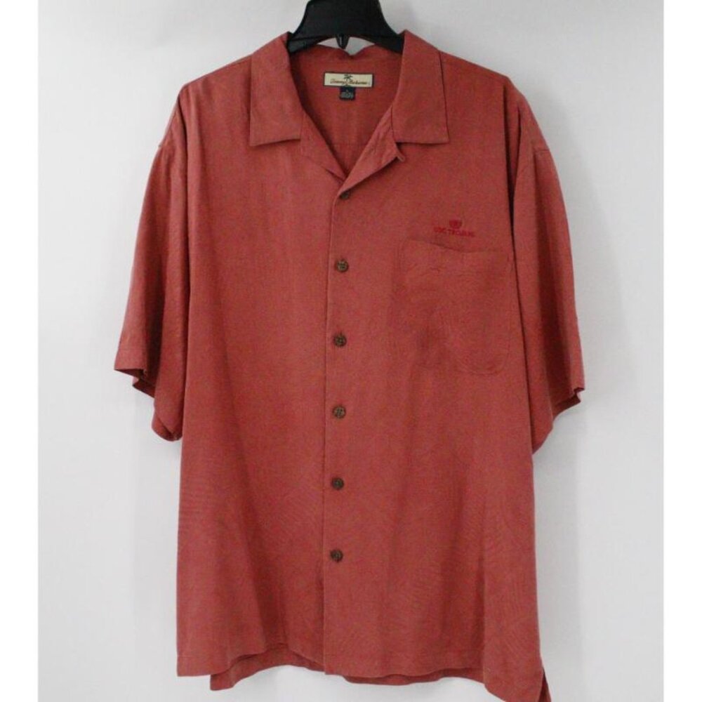 Tommy bahama hawaiian shirt Mens XL Usc trojans embroidered embossed floral silk